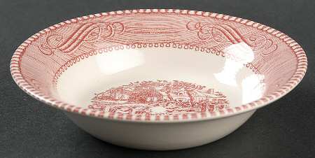 Currier and Ives Pink Fruit/Dessert (Sauce) Bowl