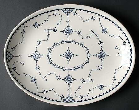 Delft Modern Blue 13" Oval Serving Platter