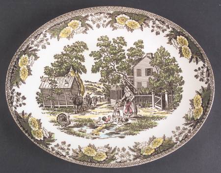 Fair Oaks Yellow Floral 13" Oval Serving Platter