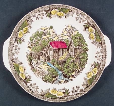 Fair Oaks Yellow Floral Handled Cake Plate