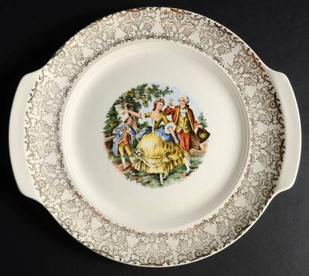 French Garden Handled Cake Plate