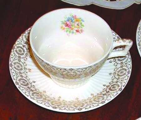 Gold Rose Bud Flat Cup & Saucer Set