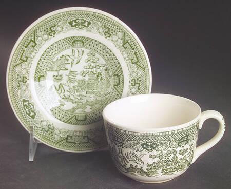 Green Willow Flat Cup & Saucer Set