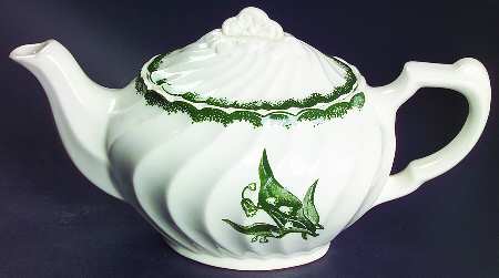 Lily of The Valley (Green Border) Teapot & Lid
