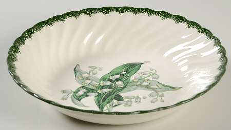 Lily of The Valley (Green Border) Coupe Soup Bowl