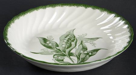 Lily of The Valley (Green Border) 9" Round Vegetable Bowl