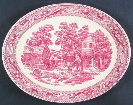 Memory Lane Pink 13" Oval Serving Platter