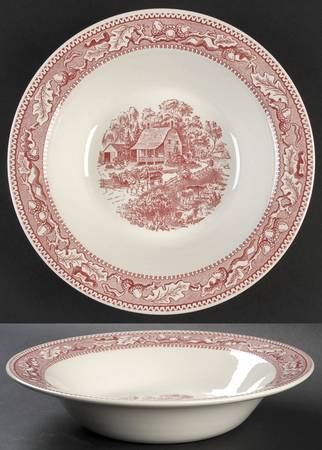 Memory Lane Pink 10" Round Vegetable Bowl