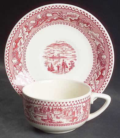 Memory Lane Pink Flat Cup & Saucer Set