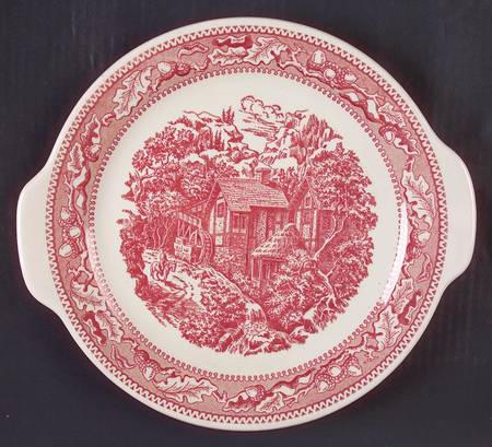 Memory Lane Pink Handled Cake Plate