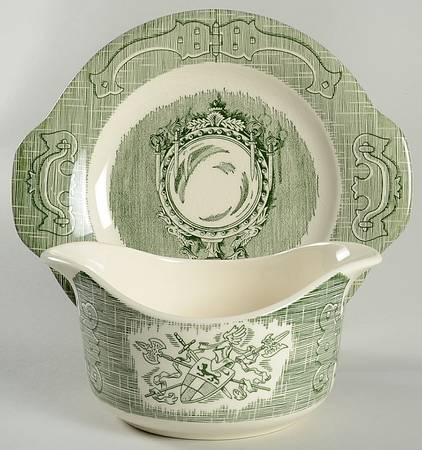 The Old Curiosity Shop (Green) Gravy Boat & Underplate/Relish