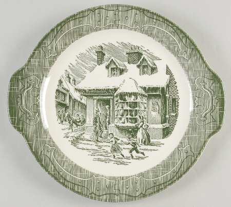 The Old Curiosity Shop (Green) Handled Cake Plate