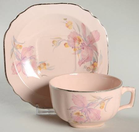 Orchid Footed Cup & Saucer Set