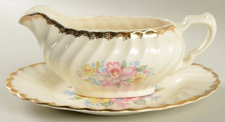 Orchids N Love Gravy Boat & Underplate/Relish