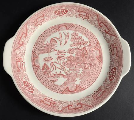 Pink Willow Handled Cake Plate