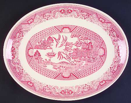 Pink Willow 13" Oval Serving Platter