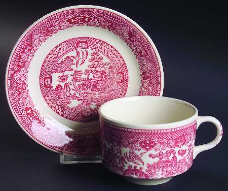 Pink Willow Flat Cup & Saucer Set