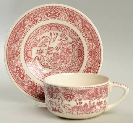 Pink Willow Flat Cup & Saucer Set