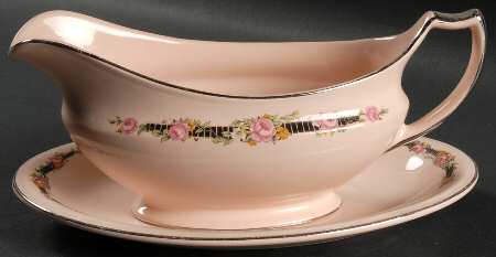 Ribbon Rose (Flowers On Rim Only) Gravy Boat & Underplate