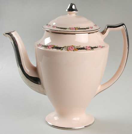 Ribbon Rose (Flowers On Rim Only) Coffee Pot & Lid