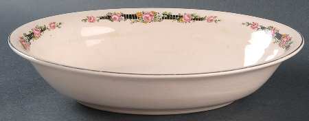 Ribbon Rose (Flowers On Rim Only) 9" Oval Vegetable Bowl