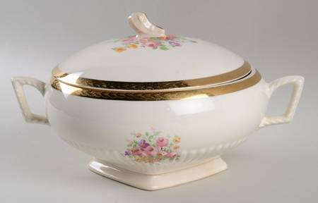 Royal Etch Gold Round Covered Vegetable
