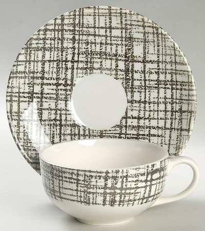 Tweed (Brown Woven) Flat Cup & Saucer Set