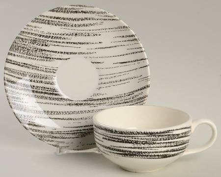 Windblown Black Flat Cup & Saucer Set