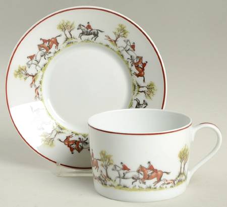 Tally Ho Flat Cup & Saucer Set