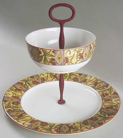 Cinnabar 2 Tiered Serving Tray (Dinner&6" All Purpose Bowl)