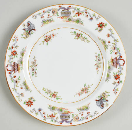 Pekin (White Background, Yellow Trim) Dessert/Pie Plate