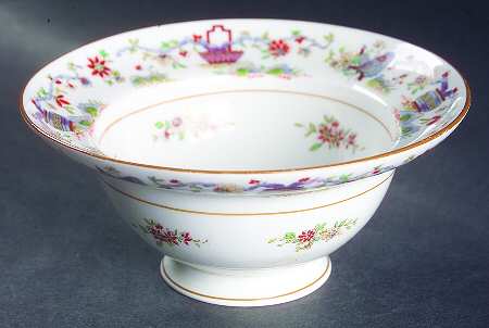 Pekin (White Background, Yellow Trim) Cranberry Bowl