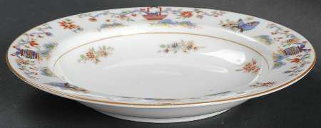 Pekin (White Background, Yellow Trim) Rim Cereal Bowl