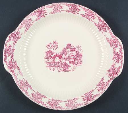 Ming Red Handled Cake Plate