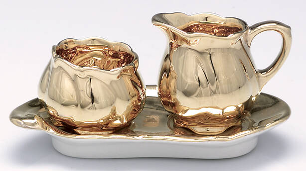 Golden Age Mini Creamer & Open Sugar with Tray
