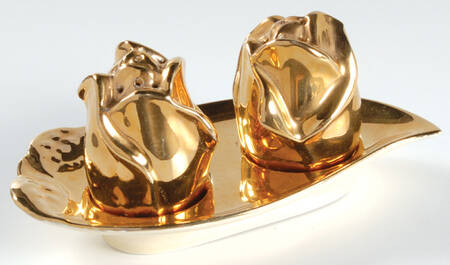 Golden Age (3 Pc) Salt & Pepper Tray Set