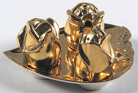 Golden Age (3 Piece) Cruet Set with Tray (S&P, Mustard)