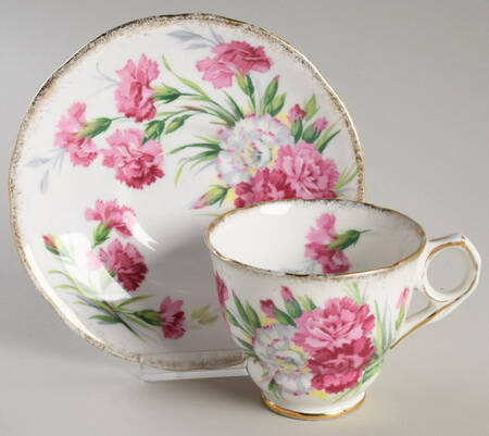 Carnation (Brushed Trim) Footed Cup & Saucer Set