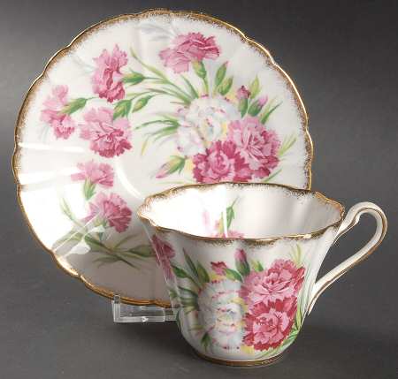 Carnation (Brushed Trim) Flat Cup & Saucer Set