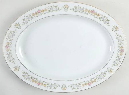 Petit Fleur (Gold Trim) 14" Oval Serving Platter