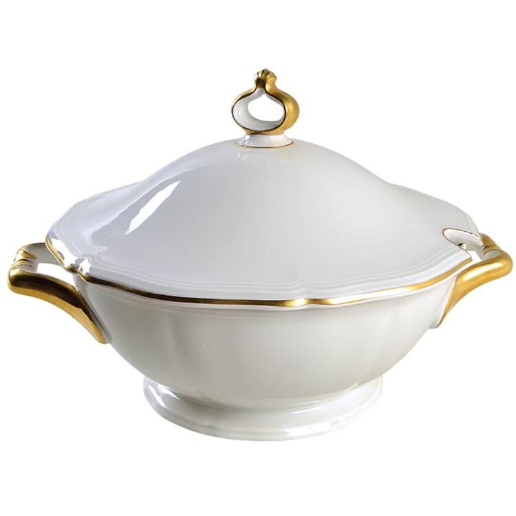 1129 (Chippendale, White) Tureen &  Lid