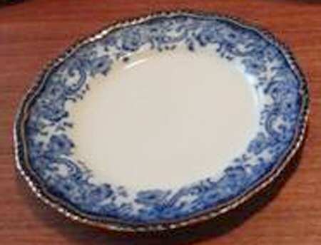 Melrose (Flow Blue, Scroll Edge, Gold Trim) by Royal Doulton