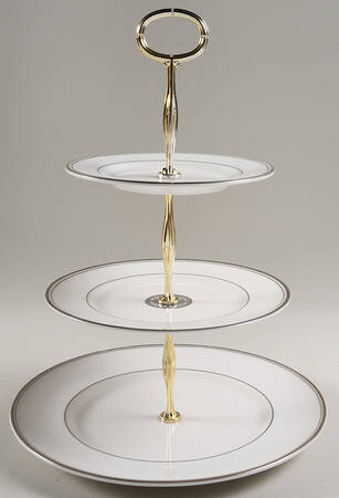Oxford Platinum 13 7/8"-14 1/4" 3-Tiered Serving Tray(DP,SP,BB) HC