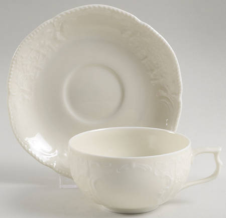 Sanssouci (Ivory, No Trim) Flat Cup & Saucer Set