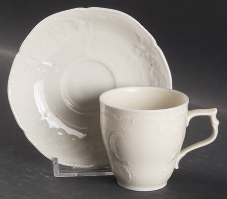 Sanssouci (Ivory, No Trim) Flat Demitasse Cup & Saucer Set