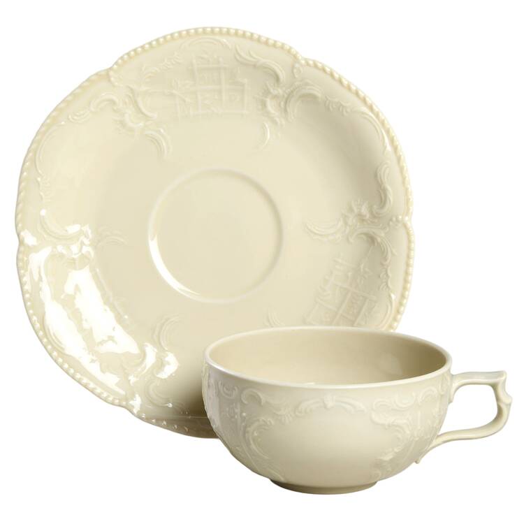 Sanssouci (Ivory, No Trim) Flat Cup & Saucer Set