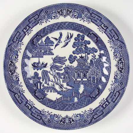 Blue Willow (Swirl Rim, England) Salad Plate