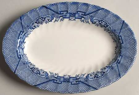 Blue Willow (Swirl Rim, England) Relish/Gravy Underplate