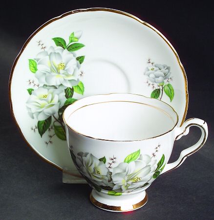 Camellia Footed Cup & Saucer Set