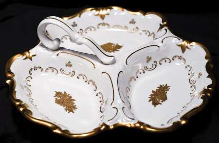1003-P 3-Part Relish with Center Ceramic Handle